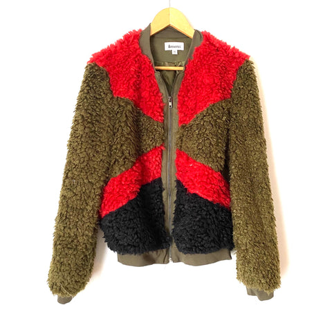 &merci Color Block Sherpa Zipper Jacket- Size M