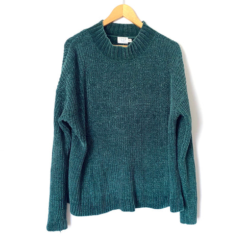 Time and Tru Dark Green Chenille Mock Neck Sweater- Size XXL (20)