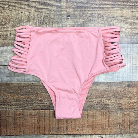 Envya Peach Pink with Criss Cross Strap Sides Bikini Bottoms NWOT- Size S (we have matching top)