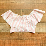 Albion Striped Off the Shoulder Ruffle Bikini Top- Size S (we have matching bottoms, see notes