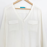 Alice + Olivia Ivory Sheer Silk Button Up- Size XS