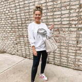 Gildan White Animal Print Lips Crew Neck Sweatshirt- Size M