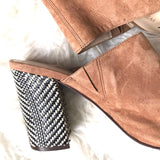 Nine West Brown Peep Toe Patterned Block Heels- Size 7.5