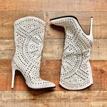 Azalea Wang White Studded Stiletto Boots- Size 8.5 (sold out online, see notes)