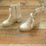 Michael (Michael Kors) Cream Leather Upper Studded Lace Up Combat Boot- Size 6.5 (In Great Condition!)