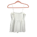 Crescent White Linen Smocked Back Top- Size S