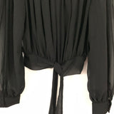 Vestique Black Sheer Mock Neck Tie Front Top NWT- Size S