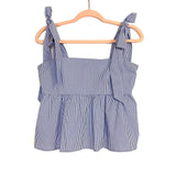 Forever21 Blue and White Stripe Tie Strap Top- Size M