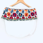 On the Road Ruffle Embroidered Tube Top- Size XS