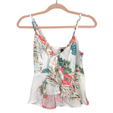 AGQT White/Pink/Green/Orange Floral Top with Slit Bottoms Set NWT- Size M