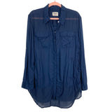 Anthropologie Holding Horses Navy Button Up Sheer Tunic/Dress- Size M
