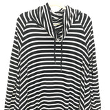 Lou & Grey Black & White Stripe Cowl Neck Dress- Size L