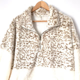 Entro Cream Animal Print Sherpa 1/4 Zip Pullover- Size S