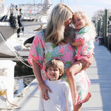 Classic Whimsy Pink and Green Pom Pom Trim Cover Up- Size S/M