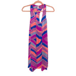 Zinke Pink/Blue/Orange Patterned 100% Silk Racerback Cover Up- Size L (see notes)