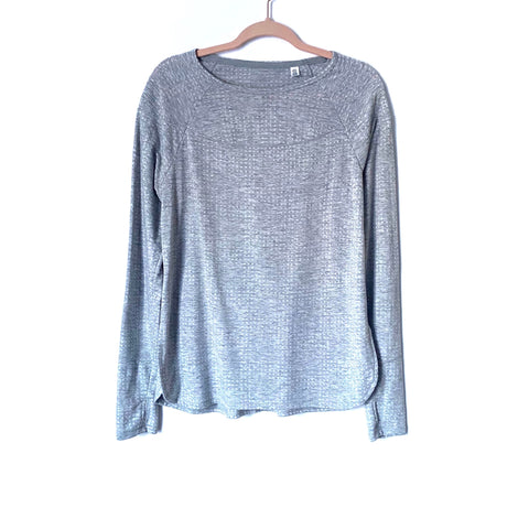 Victoria Secret VSX Sport Grey Exposed Back with Side Slits Long Sleeve Top- Size S