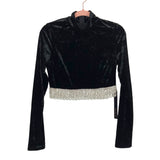 Mad for Love Black Velvet Rhinestone Trim Mock Neck Top and Skirt Set NWT- Size M (sold as set)
