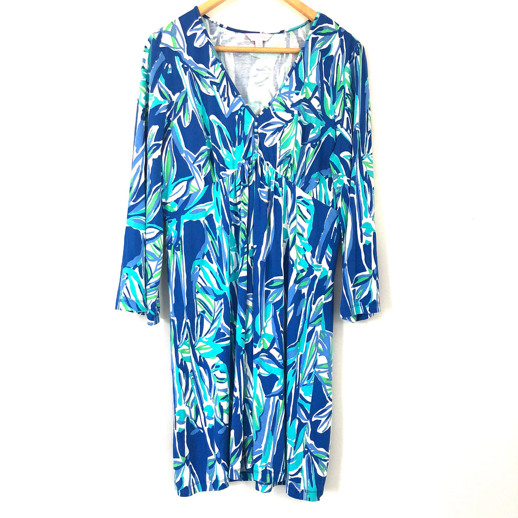 Lilly Pulitzer V-Neck Blues and Greens Dress- Size L The Saved Collection Lilly Pulitzer V-Neck Blues and Greens Dress- Size L The Saved Collection