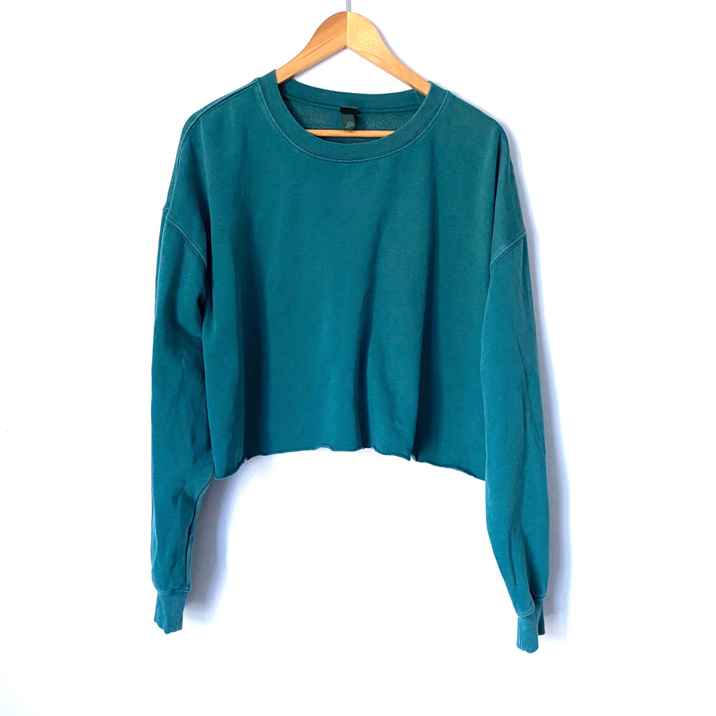 Wild Fable Sweatshirt Womens Large Green Cropped Hoodie Long Sleeve Sweater  - $11 New With Tags - From Teresa