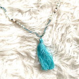 No Brand Turquoise Beaded Tassel Necklace