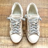 Nature Breeze Gold Metallic White Star Silver Shoe Lace Slip On Sneaker- Size 9