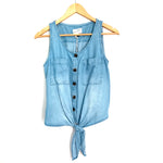Universal Thread Chambray Pocket Tank with Tie Front NWT- Size XS