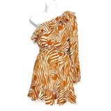 Blue Blush One Shoulder Belted Animal Print Dress- Size S