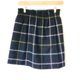 J Crew Navy/Pastel Plaid Elastic Waist Skirt NWT- Size 0