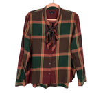 Madewell Plaid Tie-Neck Shirt- Size L (Sold Out Online!)