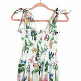 Shein White Smocked Bodice Floral Tie Strap Dress- Size S