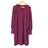 LOFT Wine Cable Knit Sweater Dress- Size XL