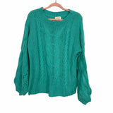 Fable Turquoise Cable Knit Bubble Sleeve Sweater- Size S/M