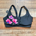 Spanx Black Floral Padded Sports Bra NWT- Size L (we have matching leggings)