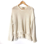 Show Me Your Mumu Cream Open Knit Fringe Sweater- Size S