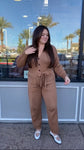 Alex Mill Brown Wool/Cotten Blend Belted Jumpsuit- Size XL