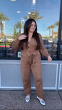 Alex Mill Brown Wool/Cotten Blend Belted Jumpsuit- Size XL