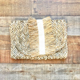 Mud Pie Straw with Canvas Ribbon Detail Snap Closure Clutch