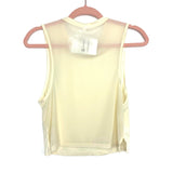 Mippo Cream Sheer Back Cropped Sleeveless Workout Top NWT- Size S