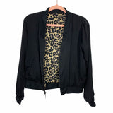 No Brand Black/Animal Print Reversible Bomber Jacket- Size ~S (See Notes)