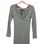 Wayf Dede & Emily Grey Ribbed Tie Back Front Slit Sweater Dress NWT- Size S (sold out online)