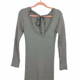 Wayf Dede & Emily Grey Ribbed Tie Back Front Slit Sweater Dress NWT- Size S (sold out online)