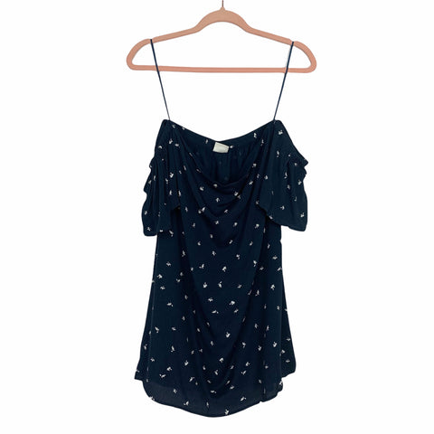 By Together Navy Printed Off the Shoulder Dress- Size S