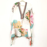 Sole Society Floral Pom Pom Cover Up- One Size