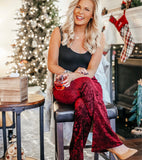Altar'd State Burgundy Flare Velvet Pants- Size S (Inseam 31.5")