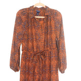 Scoop Brick Orange/Blue Maxi Belted Shirt Dress NWT- Size L (12-14)