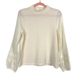 Madewell Antique Cream Weavemix Mockneck Bubble Sleeve Top- Size M (sold out online)