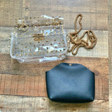 No Brand Clear/Gold Studded Handbag With Black Removable Pouch