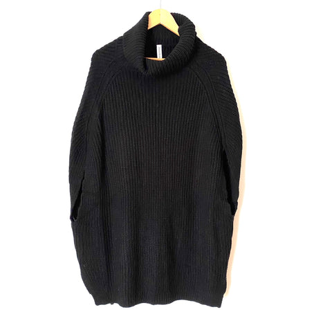 Zenana Premium Black Chunky Knit Sweater Poncho- Size M (sold out online)