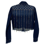 Denim Blvd Rhinestone Fringe Denim Jacket- Size S