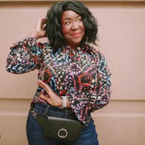 A New Day Black Faux Leather Magnetic Closure Fanny Pack (like new condition)